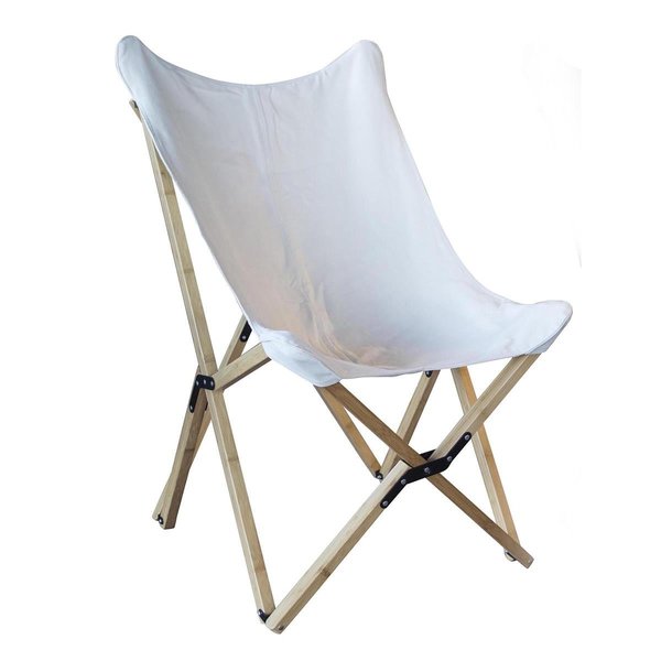 Grilltown Canvas & Bamboo Butterfly Chair - Whit GR2527573